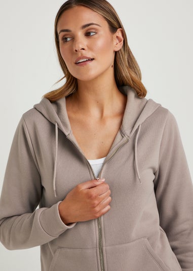 Beige Zip Up Hoodie