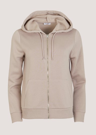 Beige Zip Up Hoodie