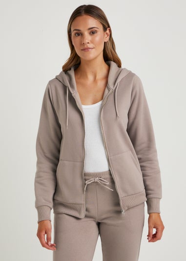 Beige Zip Up Hoodie