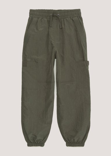 Girls Khaki Parachute Cargo Trousers (4-8yrs)