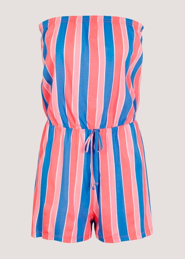 Multicoloured Stripe Bandeau Playsuit