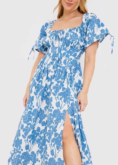 In the Style Jac Jossa Blue Puff Sleeve Midi Dress