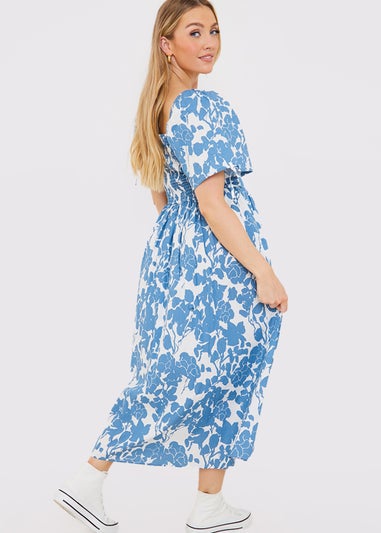 In the Style Jac Jossa Blue Puff Sleeve Midi Dress