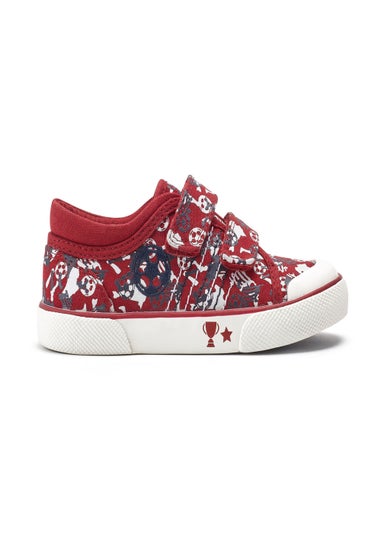 Start-Rite Red Kickabout Football Riptape Canvas Shoes
