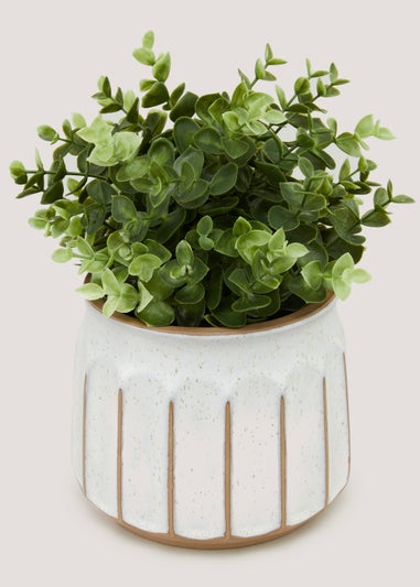 Small Ribbed Ceramic Pot (14cm x 14cm x 13cm)
