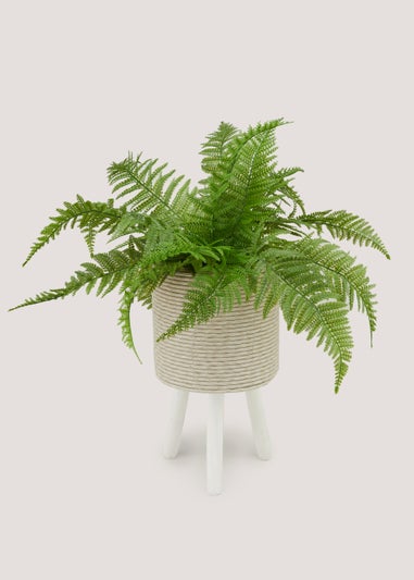 Beige Small Rattan Effect Planter (22cm x 22cm x 40cm)