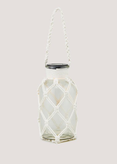 Small Glass LED Solar Rope Lantern (10cm x 10cm x 20cm)
