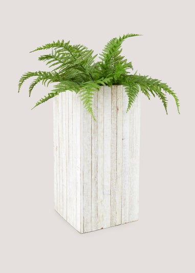 White Wood Outdoor Planter (55cm x 25.5cm x 25.5cm)