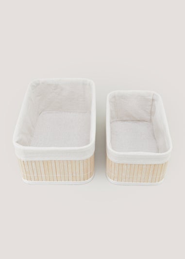 Set of 2 Natural Bamboo Storage Boxes