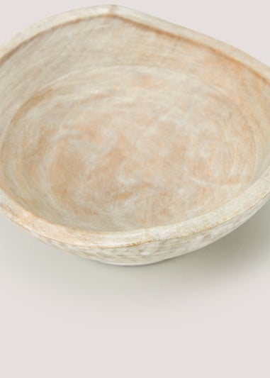 Washed Wooden Bowl (24cm x 24cm x 10cm)