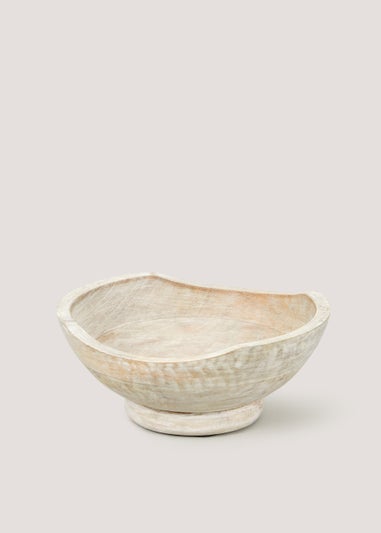 Washed Wooden Bowl (24cm x 24cm x 10cm)