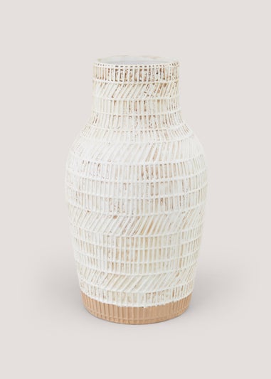 White Hampton Ceramic Vase (16.5cm x 16.5cm x 30cm)
