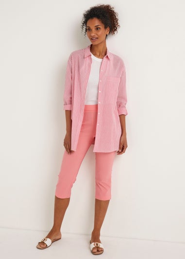 Pink Bengaline Cropped Trousers