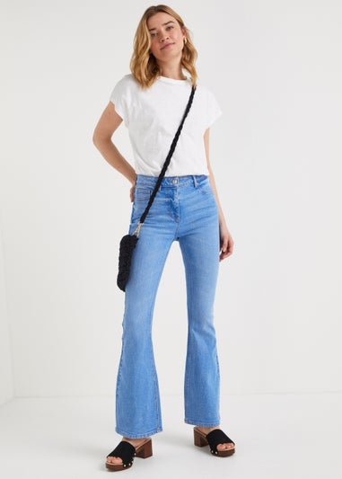 Bright Blue Skinny Flared Jeans (Long Length)