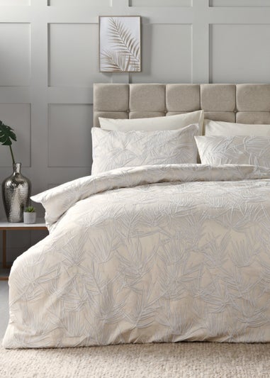 Ivory Palm Jacquard Duvet Cover