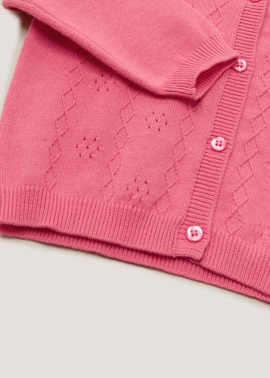 Girls Pink Pointelle Cardigan (9mths-6yrs)