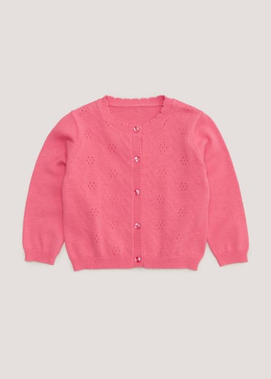 Girls Pink Pointelle Cardigan (9mths-6yrs)