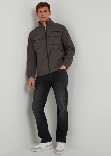 Brown Funnel Neck Shacket