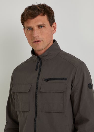 Brown Funnel Neck Shacket