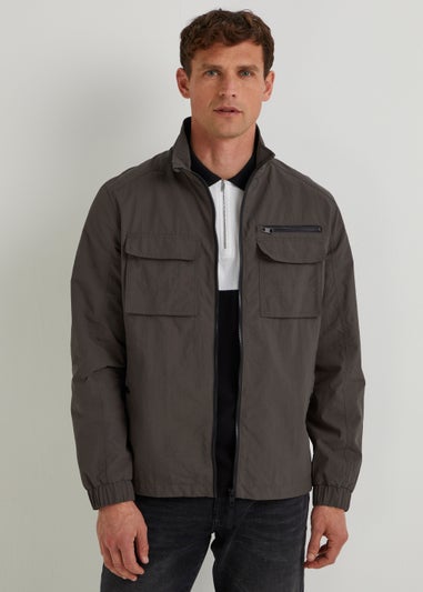 Brown Funnel Neck Shacket