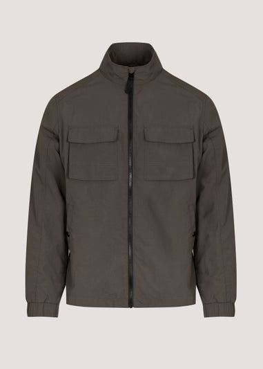 Brown Funnel Neck Shacket