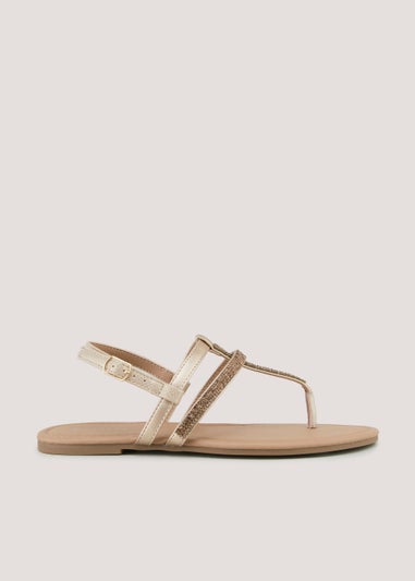 Gold Glitter Toe Post Sandals