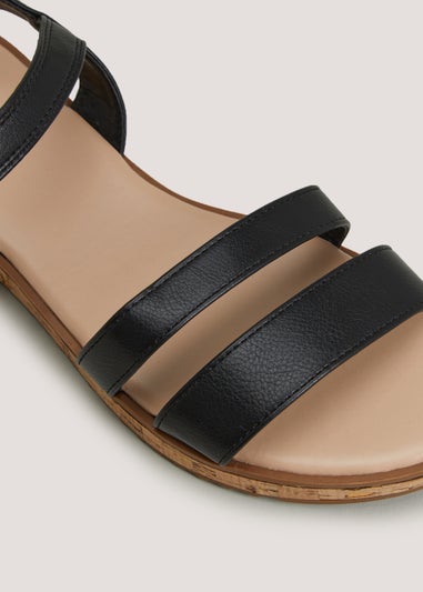 Gold Wide Fit Block Heel Sandals - Matalan