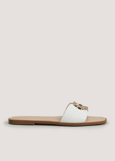 Taupe Buckle Mules