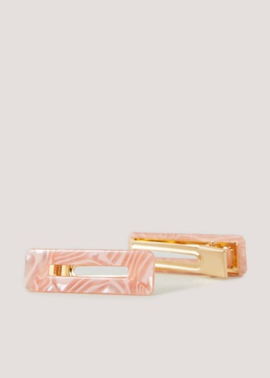 2 Pack Orange Resin Hair Clips