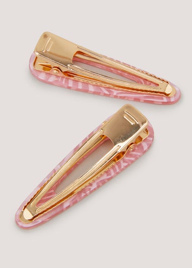 2 Pack Pink Resin Hair Clips