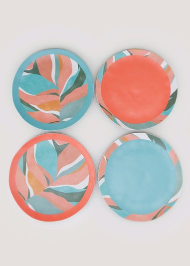 4 Pack Tropical Leaf Outdoor Plates (28cm x 28cm x 2cm)