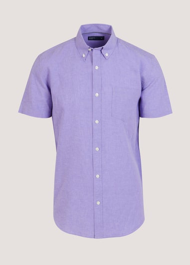 Lilac Linen Blend Short Sleeve Shirt