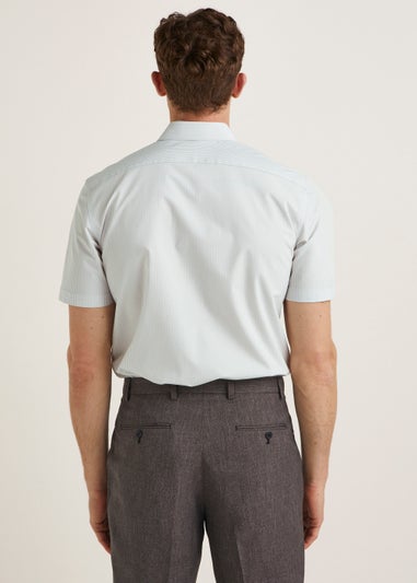 Taylor & Wright Grey Bengal Stripe Regular Fit Short Sleeve Shirt