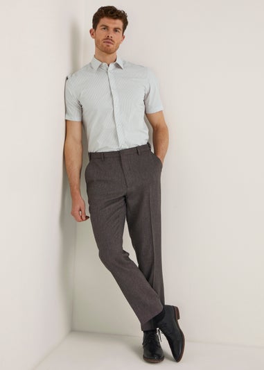 Taylor & Wright Grey Bengal Stripe Regular Fit Short Sleeve Shirt