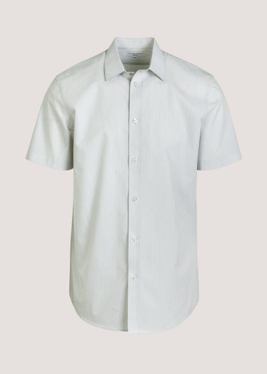 Taylor & Wright Grey Bengal Stripe Regular Fit Short Sleeve Shirt