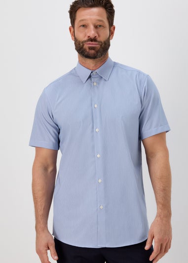 Taylor & Wright Blue Puppytooth Regular Fit Short Sleeve Shirt