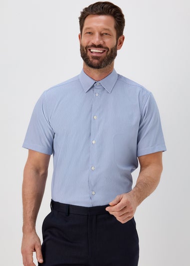 Taylor & Wright Blue Puppytooth Regular Fit Short Sleeve Shirt