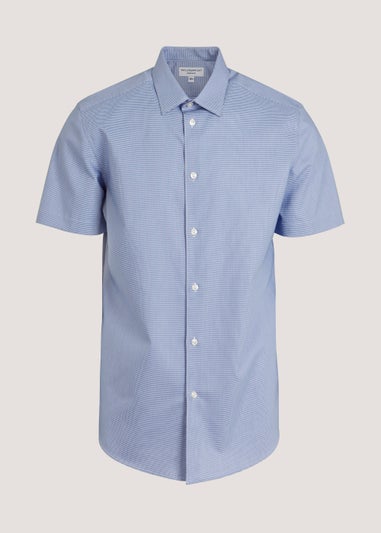 Taylor & Wright Blue Puppytooth Regular Fit Short Sleeve Shirt