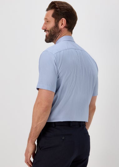 Taylor & Wright Blue Puppytooth Regular Fit Short Sleeve Shirt