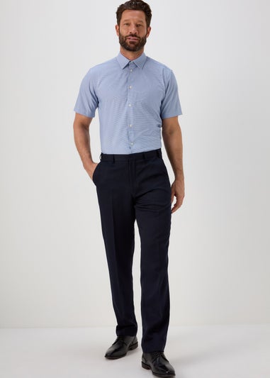 Taylor & Wright Blue Puppytooth Regular Fit Short Sleeve Shirt