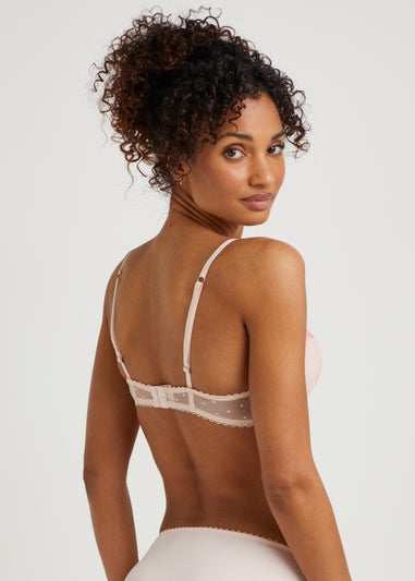 Pink Embroidered Balcony Bra