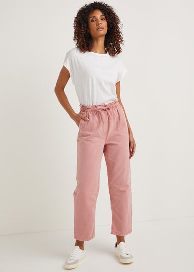 Papaya Petite Pink Paperbag Tapered Trousers