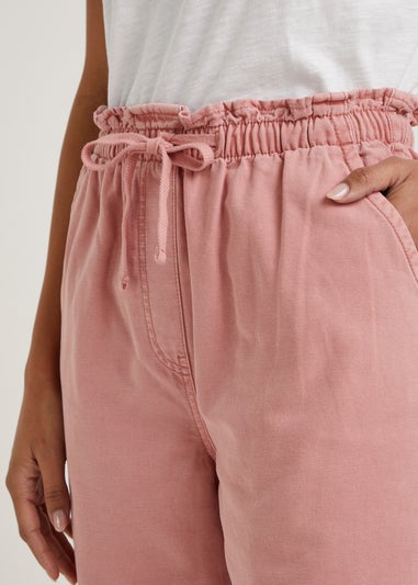 Papaya Petite Pink Paperbag Tapered Trousers