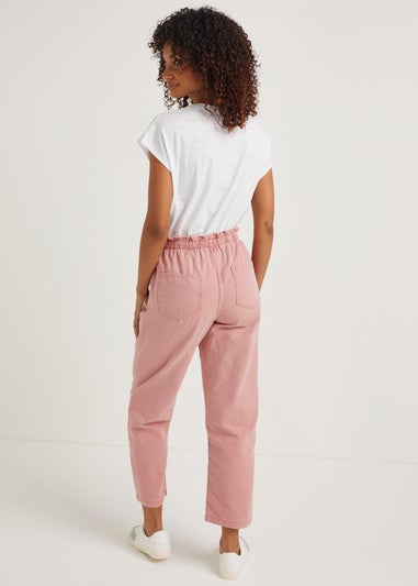 Papaya Petite Pink Paperbag Tapered Trousers