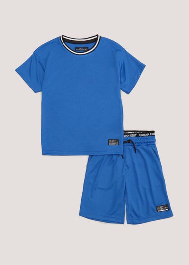 Boys Blue Mesh T-Shirt & Shorts Set (4-13yrs)