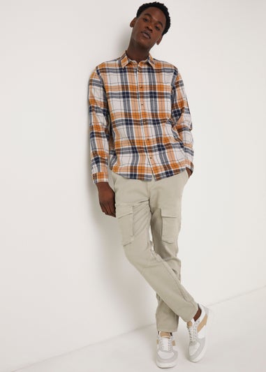 Orange Check Plaid Shirt