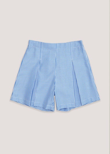 Girls Blue Gingham Culotte School Shorts (4-13yrs)