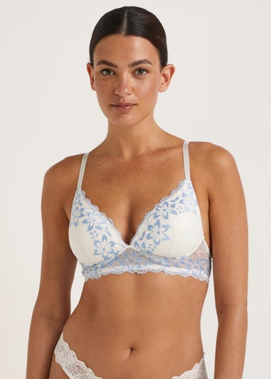 3 Pack Blue & White Plunge Bras
