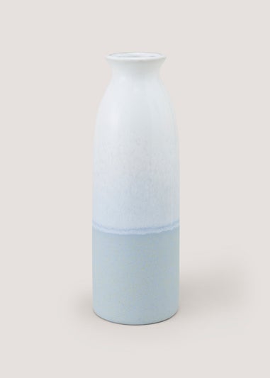Blue Ribbed Reactive Vase (12cm x 12cm x 17cm)