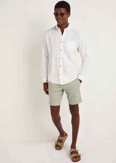 White Linen Blend Shirt